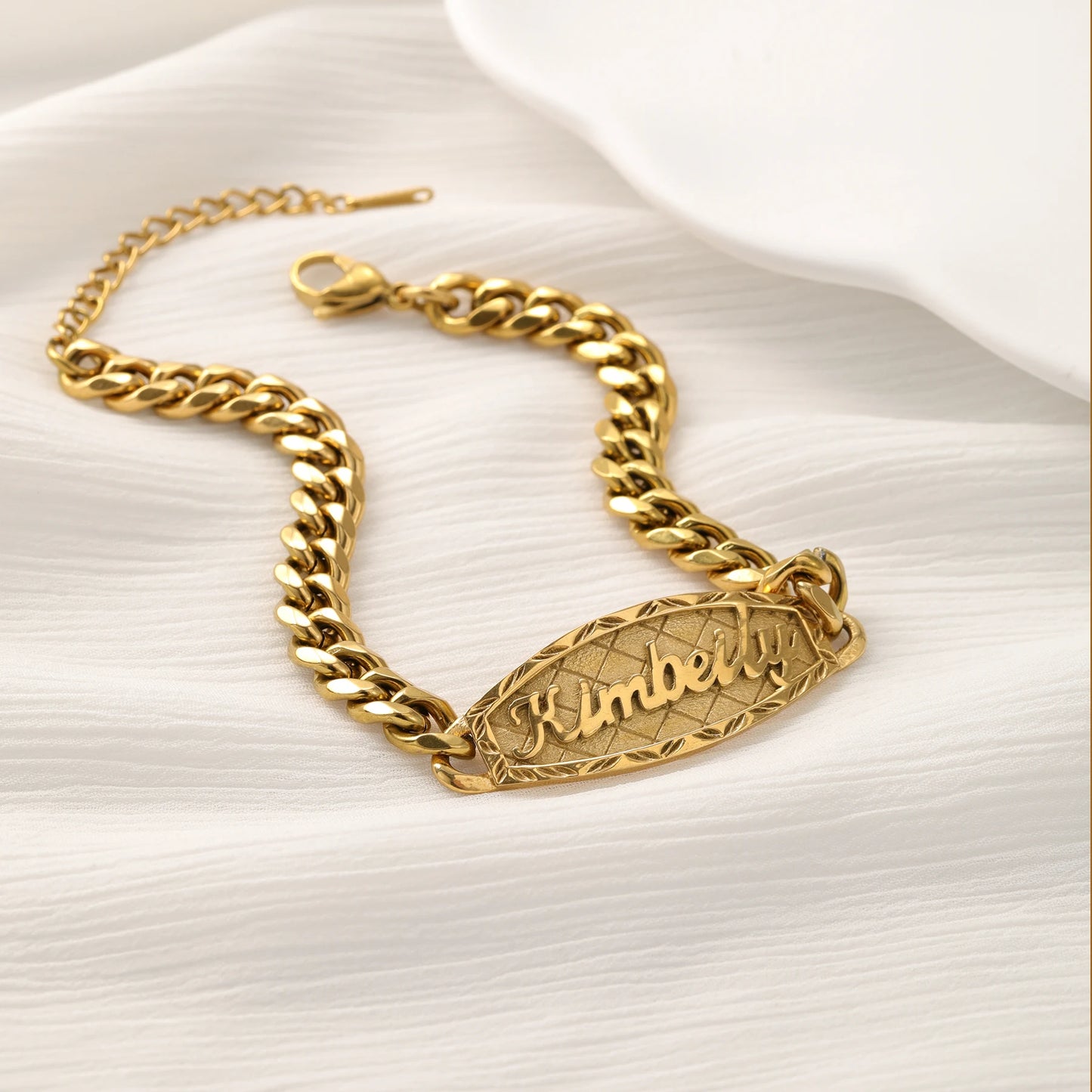 Pulsera 3D con Nombre Personalizado, Cadena Cubana de Acero Inoxidable UNISEX