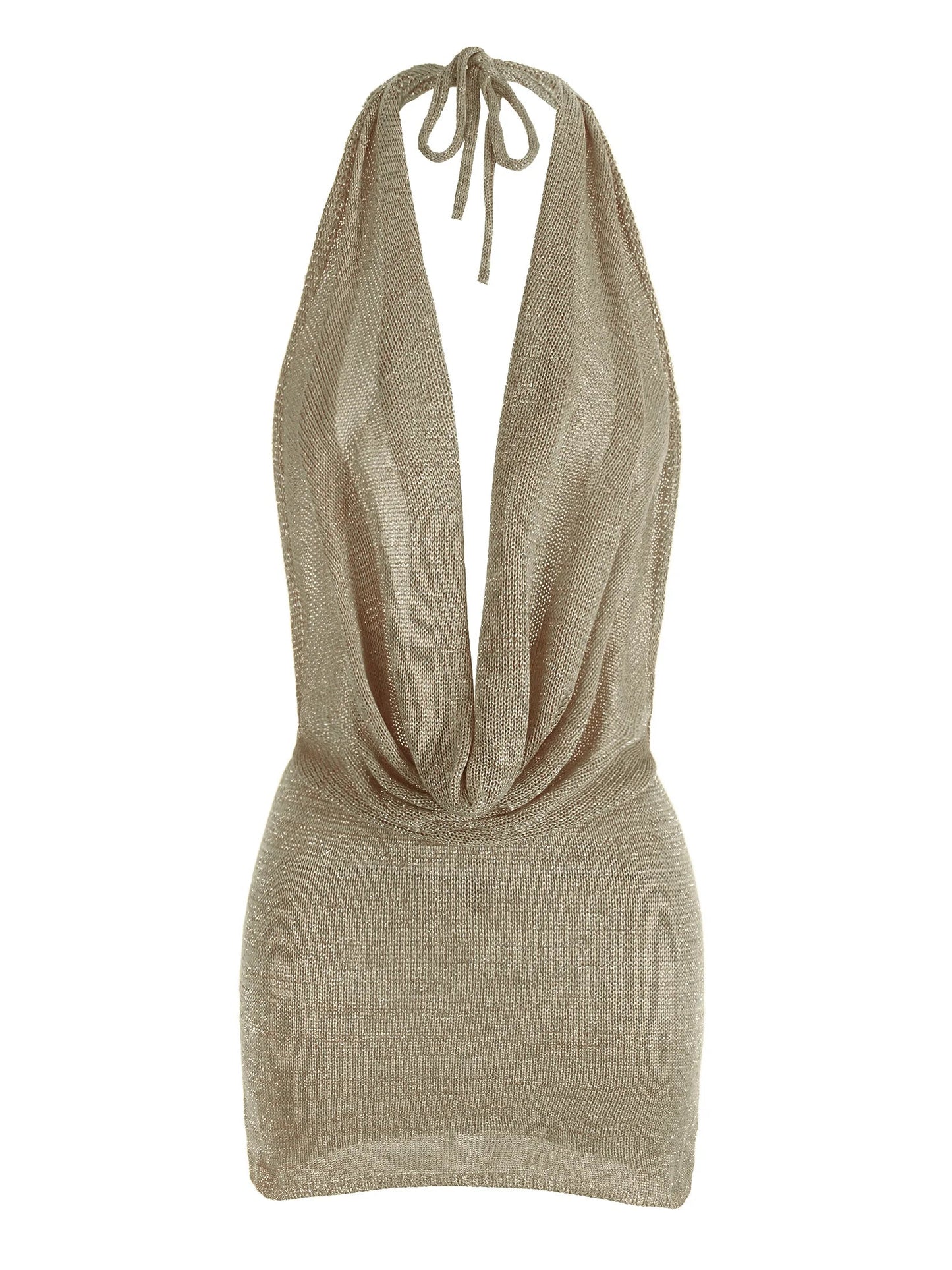 Minivestido de mujer con escote profundo en V y espalda descubierta