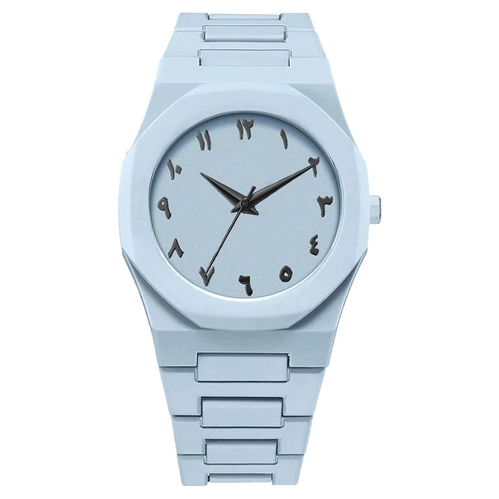 Reloj Digital Árabe Casual con Correa de Goteo de Aceite