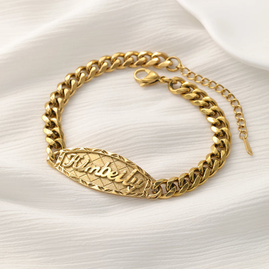 Pulsera 3D con Nombre Personalizado, Cadena Cubana de Acero Inoxidable UNISEX