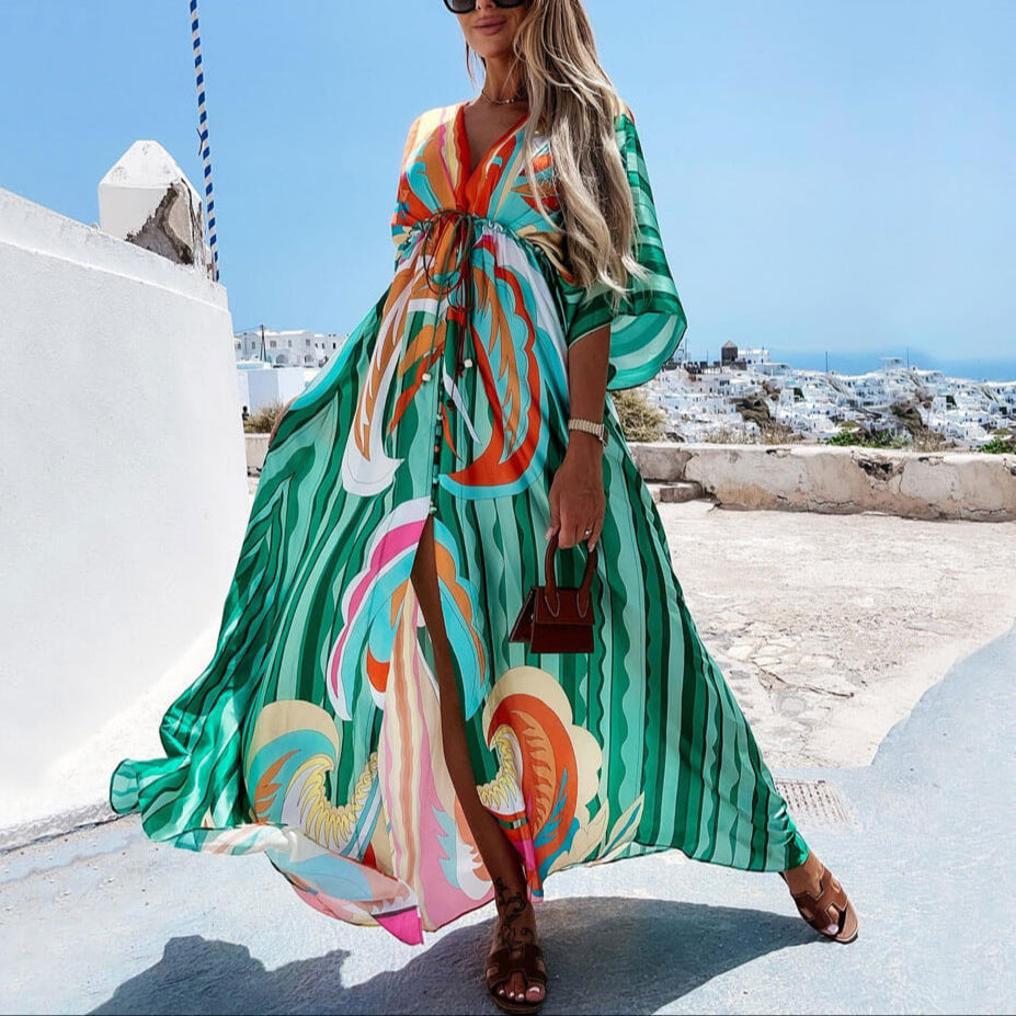 Vestido maxi con estampado abstracto