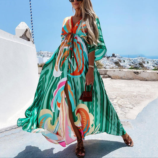 Vestido maxi con estampado abstracto