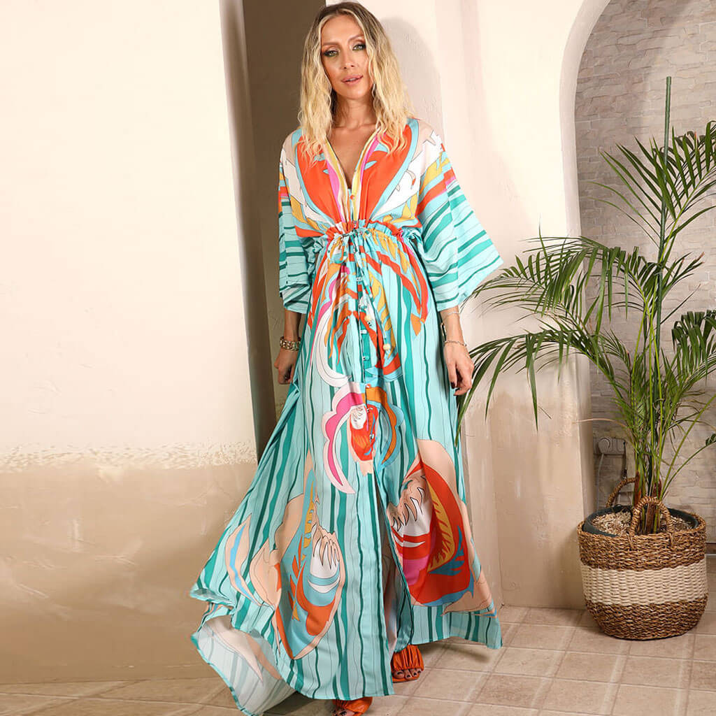 Vestido maxi con estampado abstracto