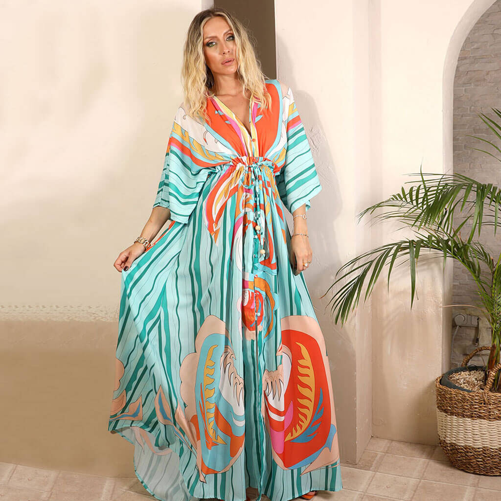 Vestido maxi con estampado abstracto