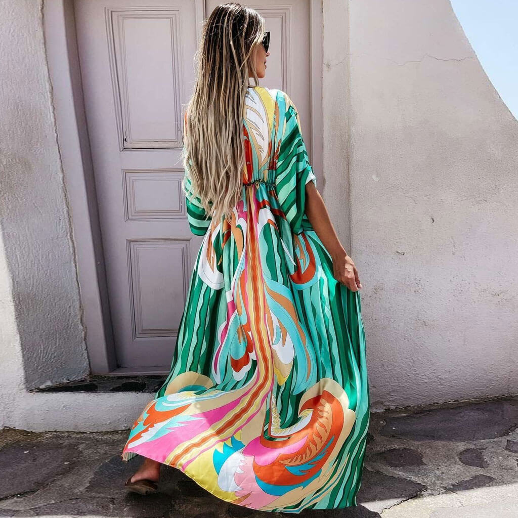 Vestido maxi con estampado abstracto